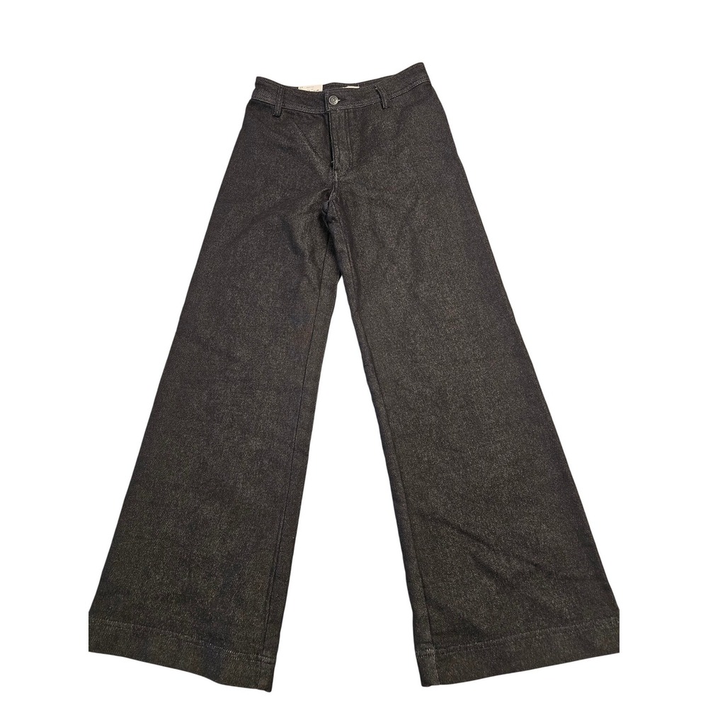 Z Supply Rilynn Wide Leg Trouser Black‎ Sand Denim High Waist Pants 27 ZP243893S